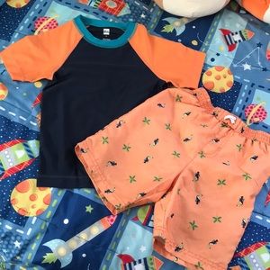 Boys swim trunks and rash guard